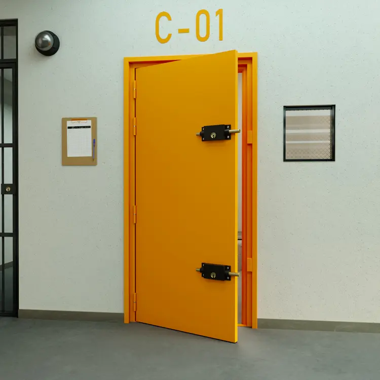 La porte de cellule de gendarmerie